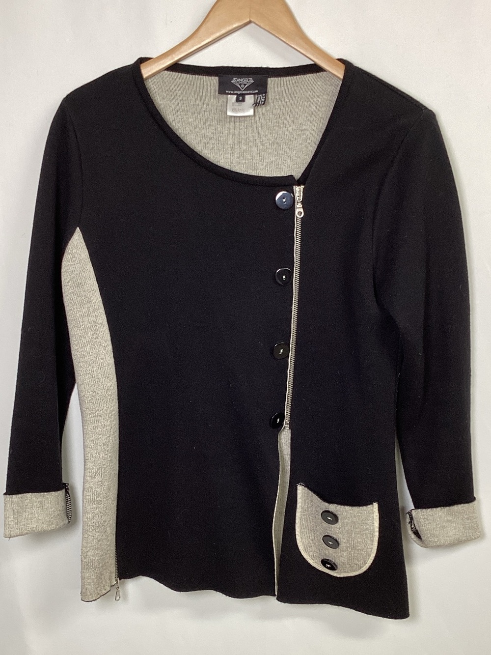 ANGEL APPAREL Black Asymmetrical Sweater Jacket Size S